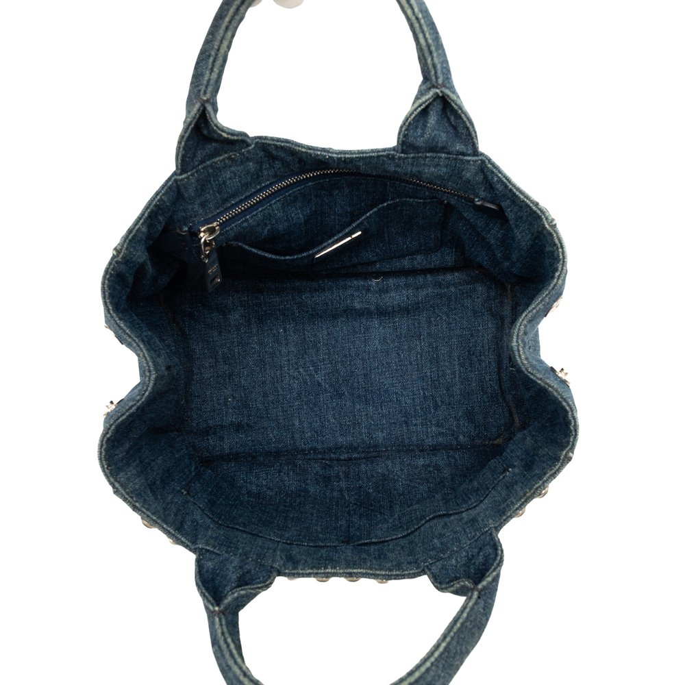Pre-Loved Prada Small Denim Canapa Bijoux Satchel - Picture 4 of 7